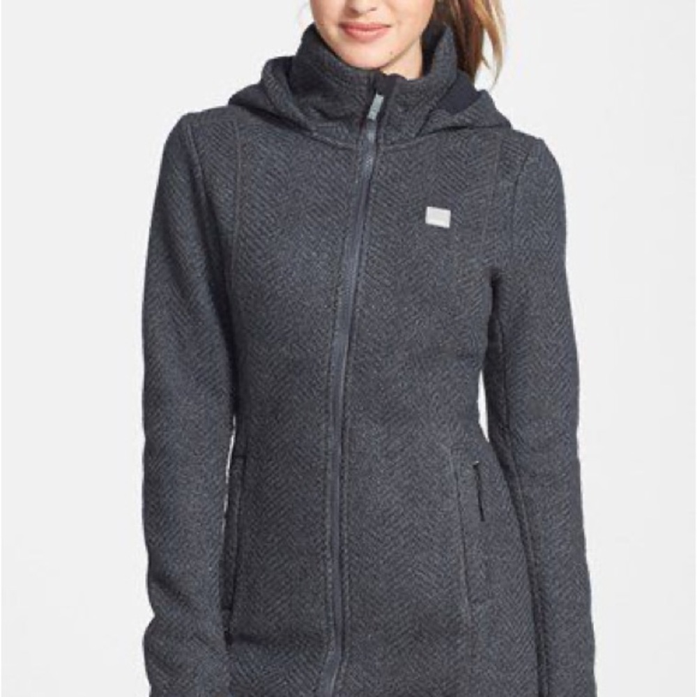 Bench Black Loris' Marled Knit Hooded Jacket Slim Fit Size Medium - Picture 3 of 16